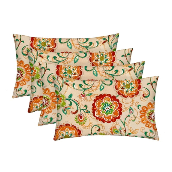 RSH Décor Indoor Outdoor Set of 4 Pillows 26" x 16", Fanfare Sonoma Cream Floral