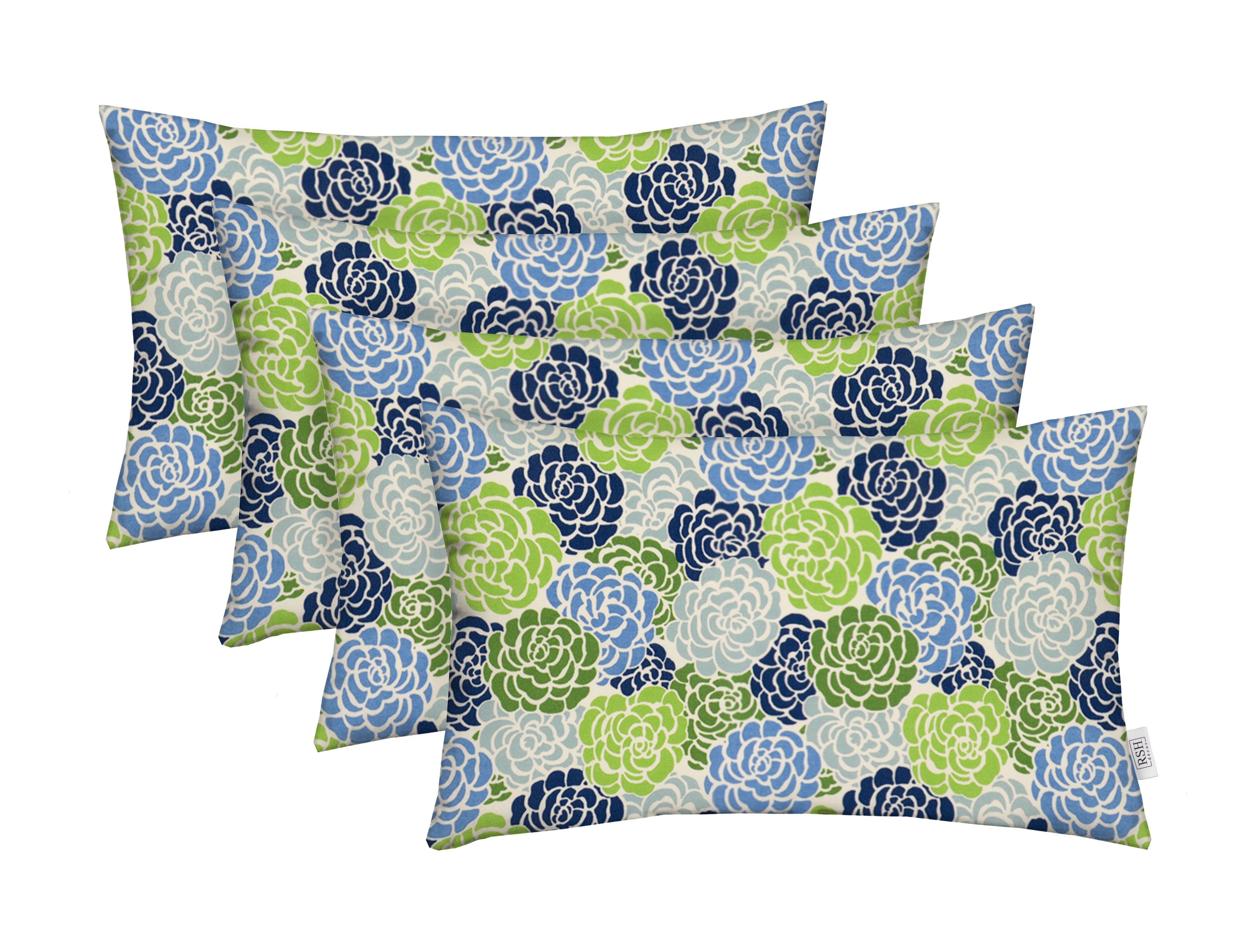 RSH Décor Indoor Outdoor Set of 4 Pillows, 26" x 16", Livi Courtyard Floral