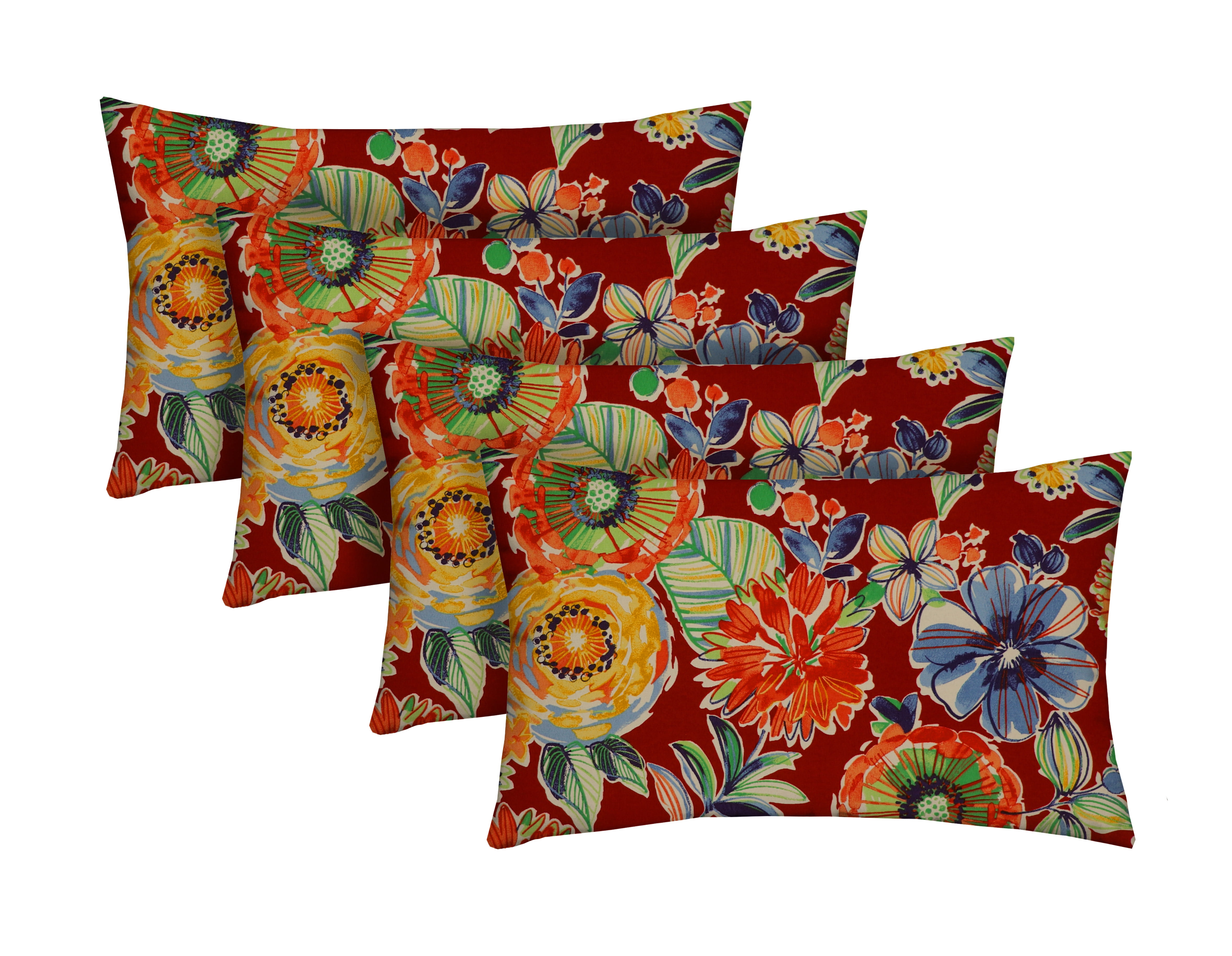 RSH Décor Indoor Outdoor Set of 4 Pillows Weather Resistant, 26" x 16", Colsen Berry