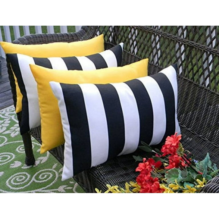 Black and white striped outdoor lumbar pillows new arrivals