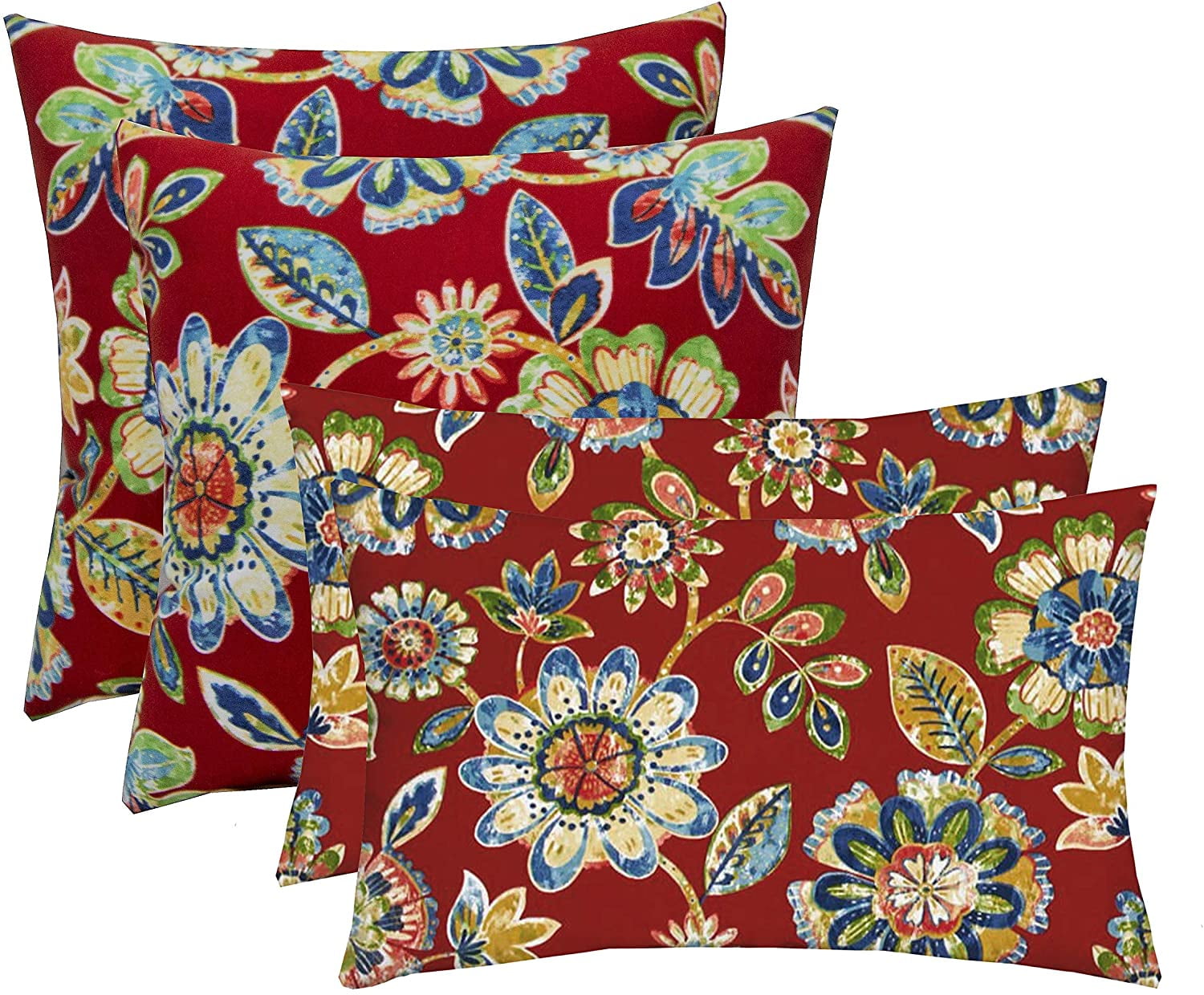 Daelyn Cherry Floral Outdoor Square and Lumbar Cushion Set