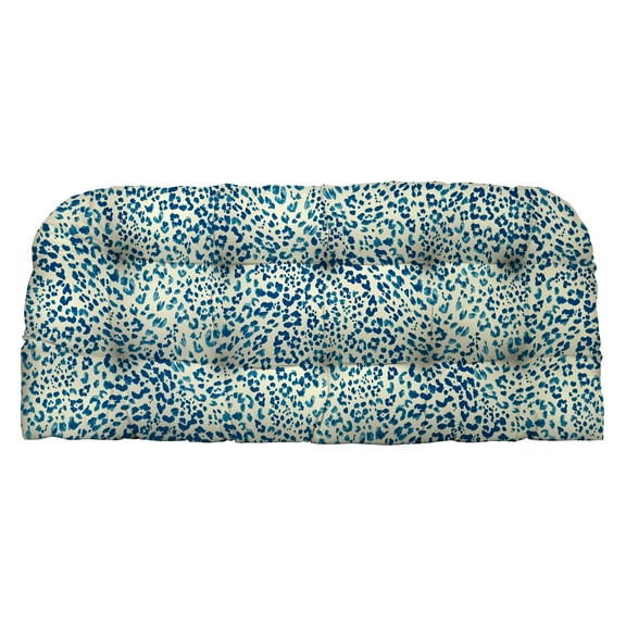 RSH Décor Indoor Outdoor Single Tufted Wicker Loveseat Cushion, Standard, Sunny Spot Blue