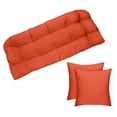thumbnail image 1 of RSH Décor Indoor Outdoor Single Tufted Wicker Loveseat Settee and Set of 2 Pillows, Standard, Coral Orange, 1 of 7