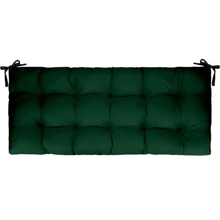 RSH Décor Indoor Outdoor Tufted Bench Cushion With Ties (60” X 18”), (Hunter Green)