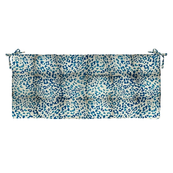 RSH Décor Indoor Outdoor Tufted Bench Cushion with Ties 51” x 18”, Sunny Spot Blue
