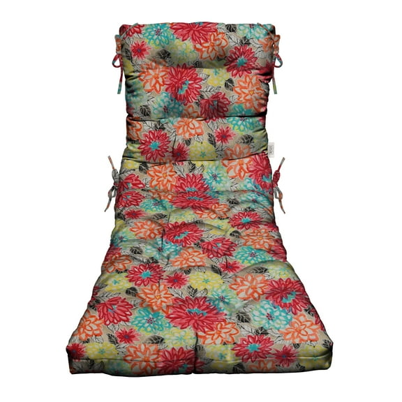 RSH Decor: Tufted Chaise Lounge Cushion | 72” x 22” | All-Weather Spun Fabric | Artistic Floral
