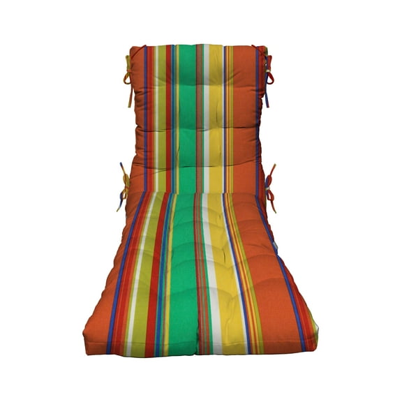 RSH Décor Indoor Outdoor Tufted Chaise Lounge Chair Cushion, Bright Colorful Stripe