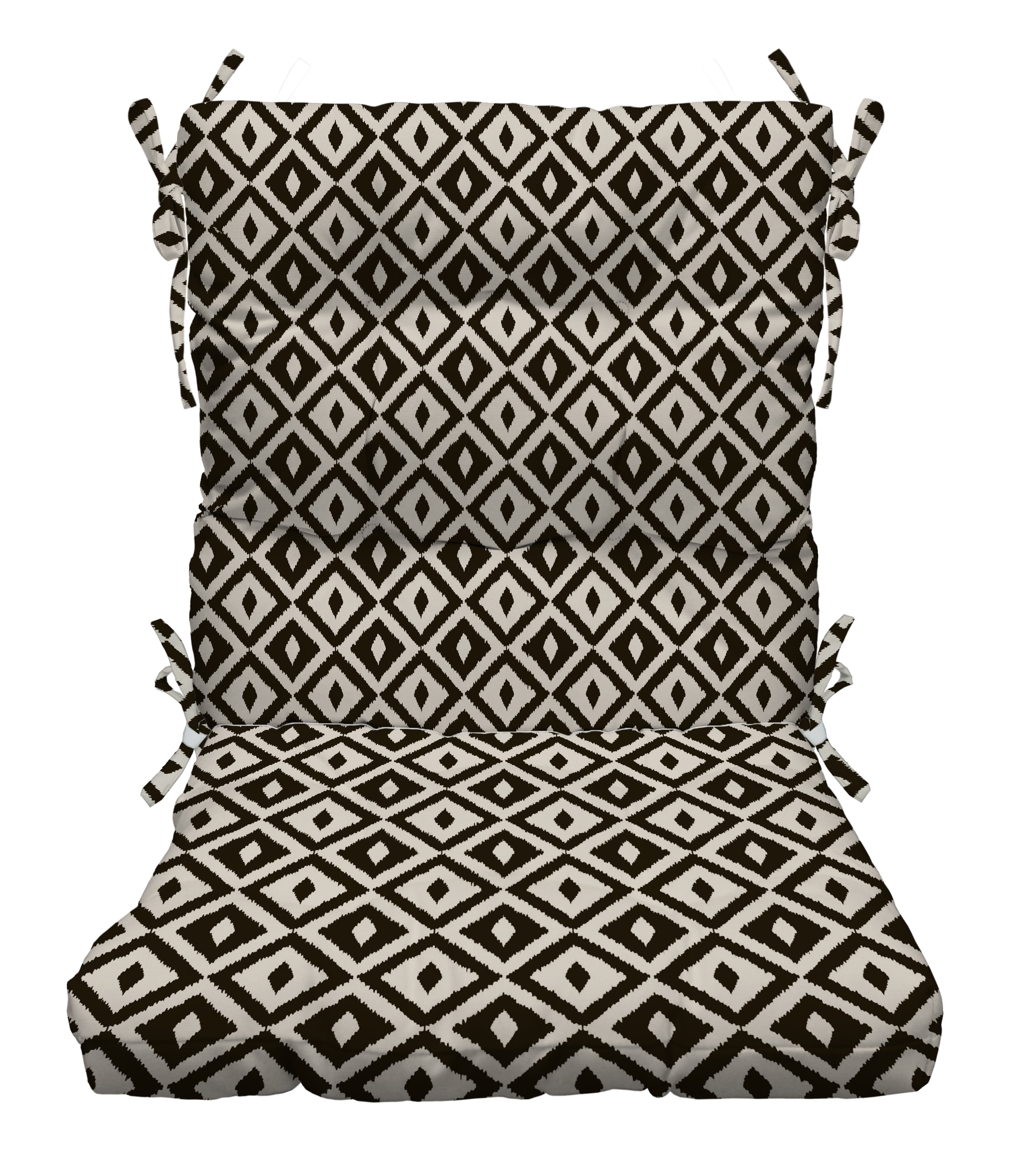 RSH Décor Indoor Outdoor Tufted High Back Chair Cushion, Black and White Aztec