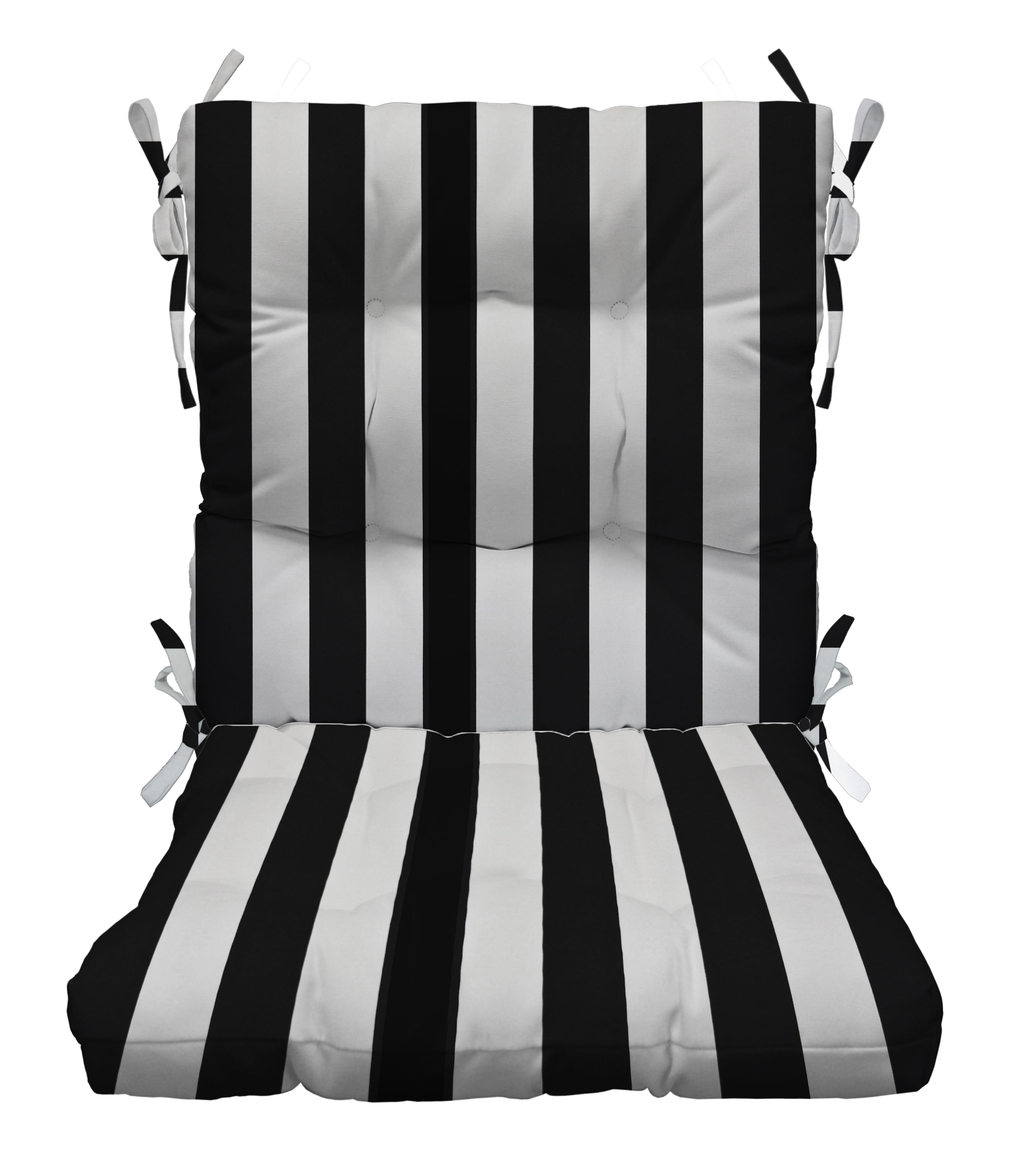 RSH Décor Indoor Outdoor Tufted High Back Chair Cushion, Black and White Stripe