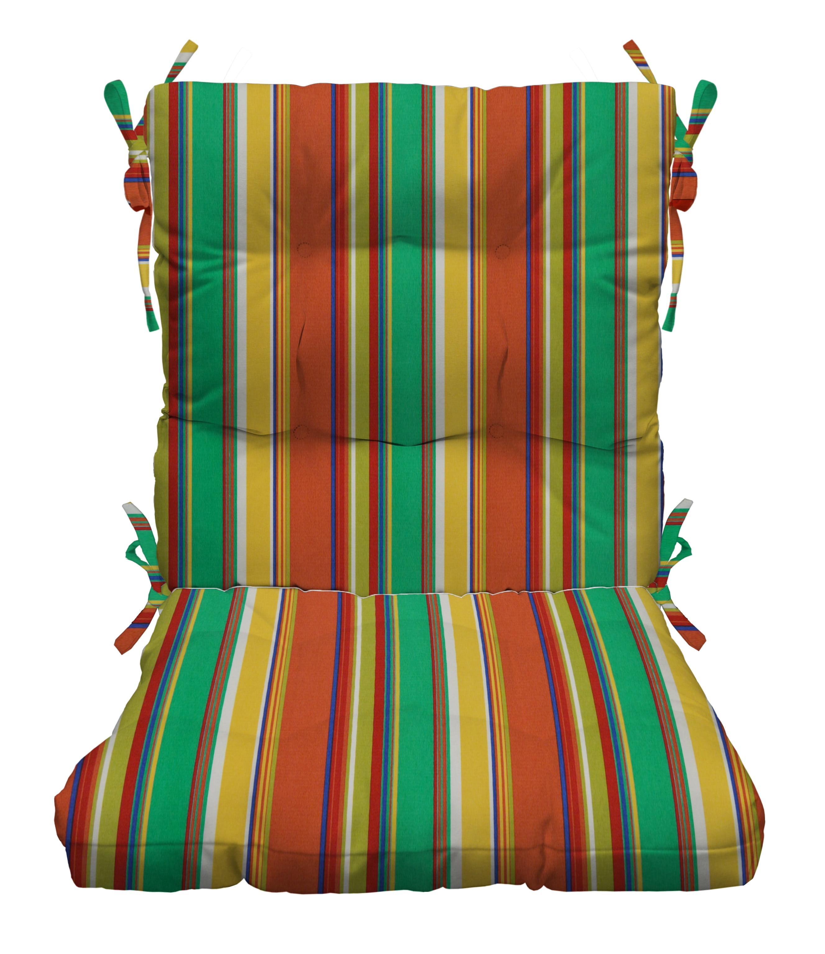 RSH Décor Indoor Outdoor Tufted High Back Chair Cushion, Bright Colorful Stripe