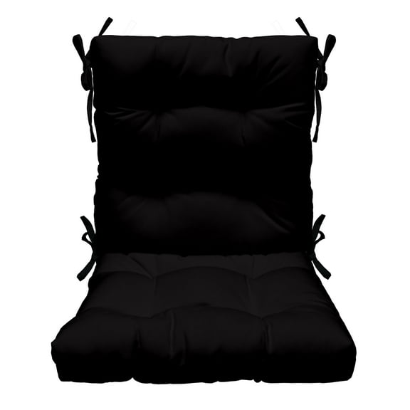 RSH Décor Indoor Outdoor Tufted Mid Back Chair Cushion, Black