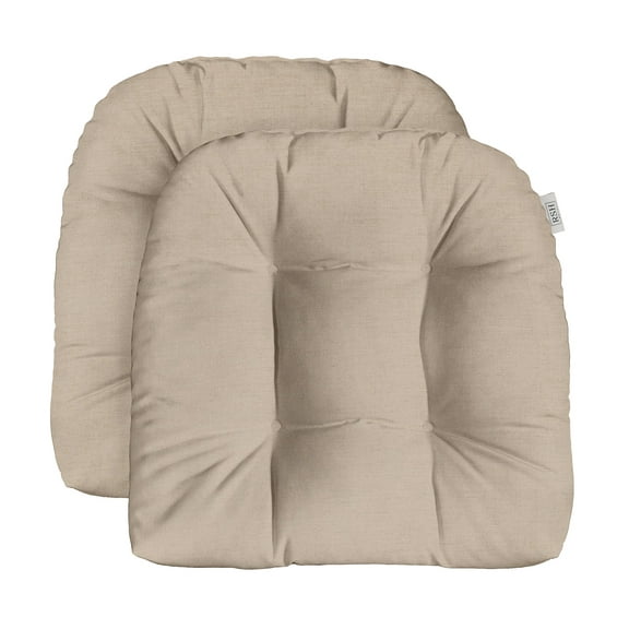 RSH Décor: Set of 2 Indoor Outdoor Tufted U-Shape Wicker Patio Chair Seat Cushions | All Weather, Water and Fade Resistant Sunbrella Performance Fabric | 19” x 19” | Play Oat