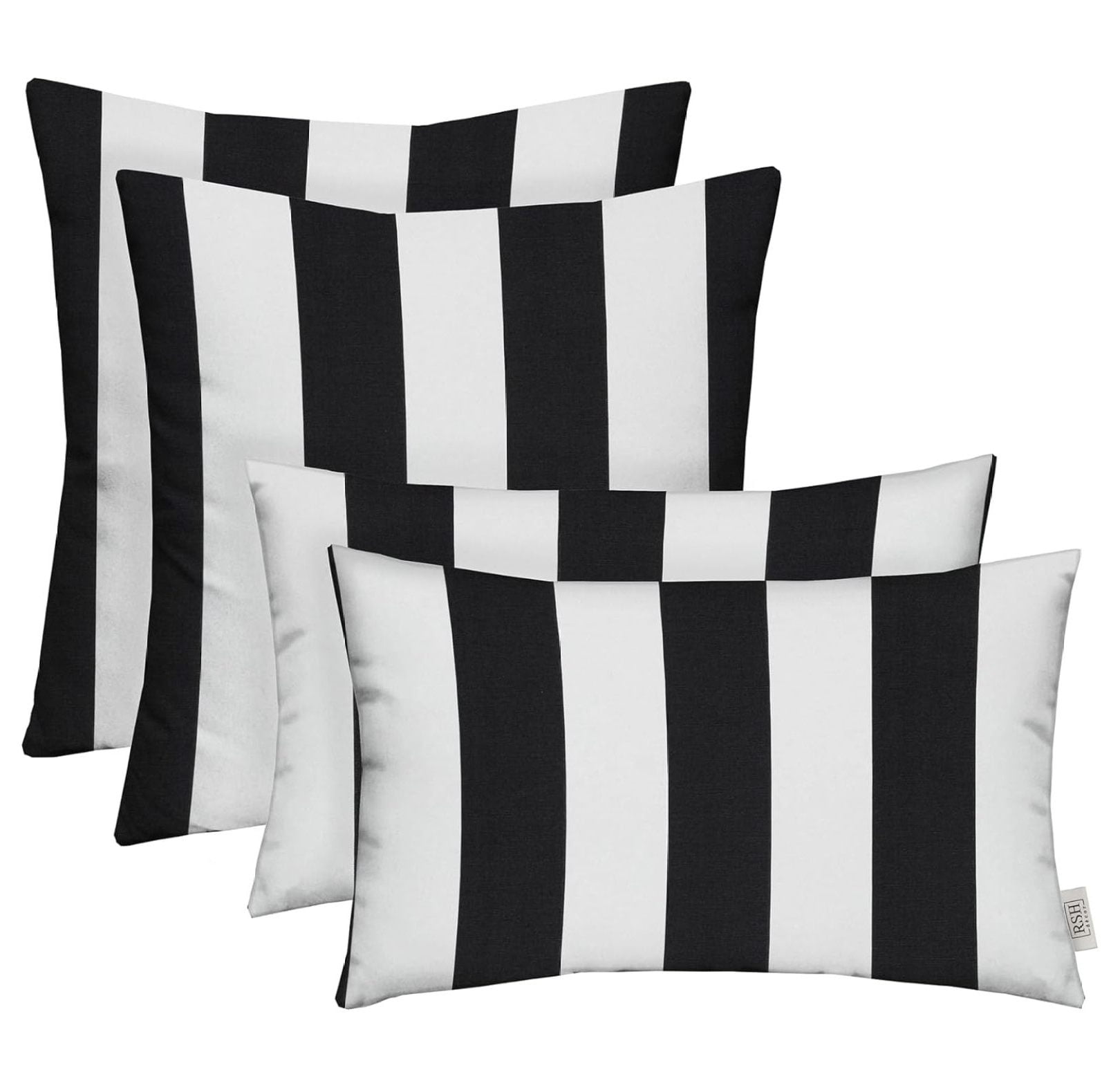 Black and white striped outdoor pillows sale
