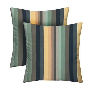 RSH DECOR 17”x17” Braymont Dune Blue Stripe Polyester Decorative Pillows, Hypoallergenic (2 Count)