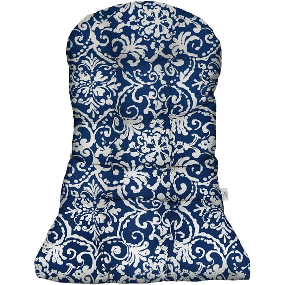 RSH DECOR: Tufted Adirondack Seat Cushion | 42.5” x 21” | All-Weather Spun Fabric | Water and Fade-Resistant | Outdoor Cushion for Patio Furniture | Navy Affair
