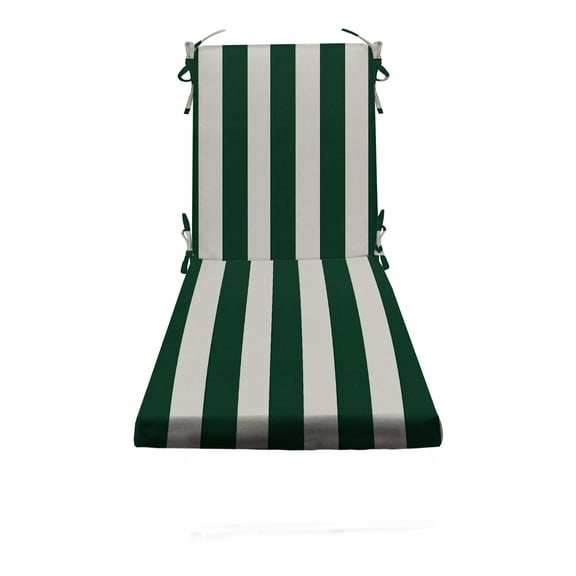 RSH Dcor Indoor Outdoor Foam Chaise Lounge Chair Cushion, Hunter Green & White Stripe