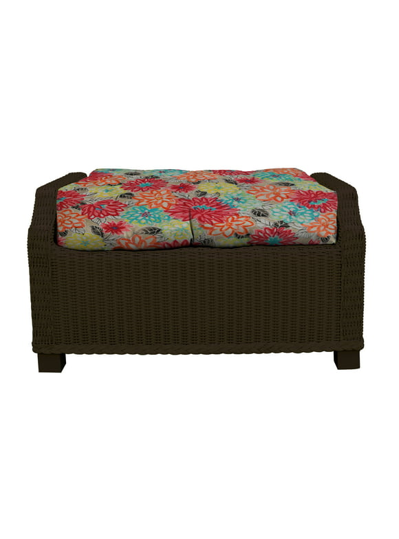 RSH Dcor Indoor Outdoor Single Tufted Ottoman Replacement Cushion **Cushion Only**, 21 x 17, Artistic Floral
