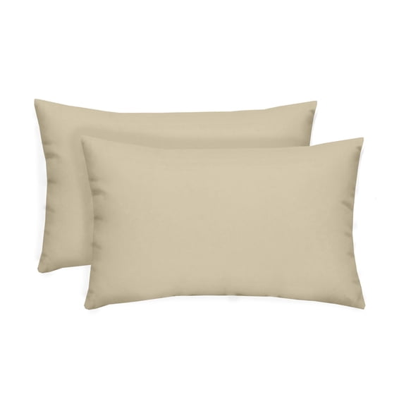 RSH Decor: 2 Lumbar Support Pillows | 20" x 12" | All-Weather Spun Fabric | Ivory (Cream, Natural)