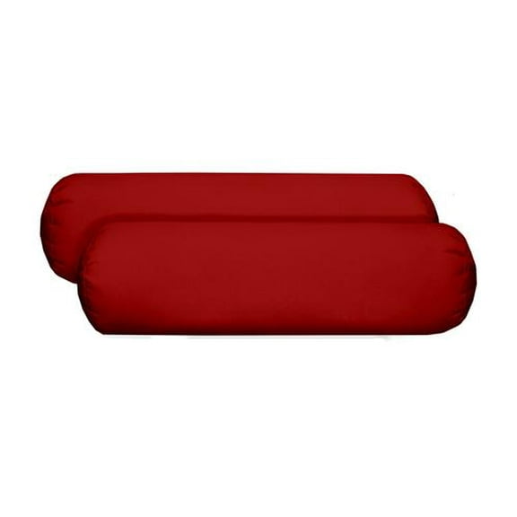 RSH Decor: 2 Neck Roll Bolster Pillows | 20" x 6" | All-Weather Spun Fabric | Red