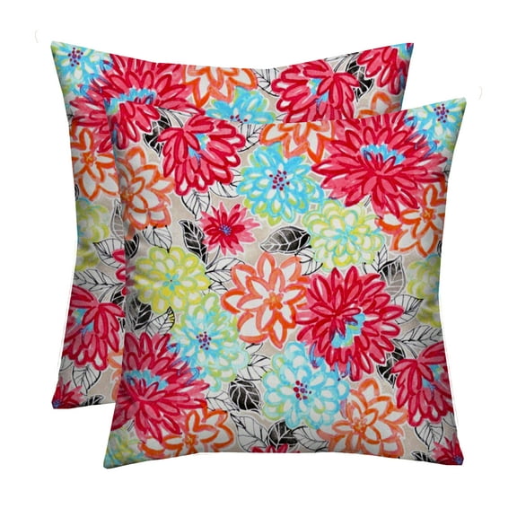 RSH Decor: 2 Square Throw Pillows | 17" x 17" | All-Weather Spun Fabric | Artistic Floral