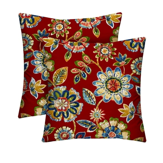 RSH Decor: 2 Square Throw Pillows | 17" x 17" | All-Weather Spun Fabric | Daelyn Cherry