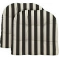 thumbnail image 1 of RSH Decor: 2 Tufted Wicker U-Shape Cushions | 19" x 19" | All-Weather Spun Fabric | Black & White Stripe, 1 of 5