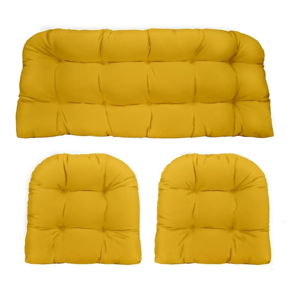 Rsh Decor Assorted Yellow Solid Print Asymmetrical Cushion Set Outdoor Seating Cushions (3 Pieces)