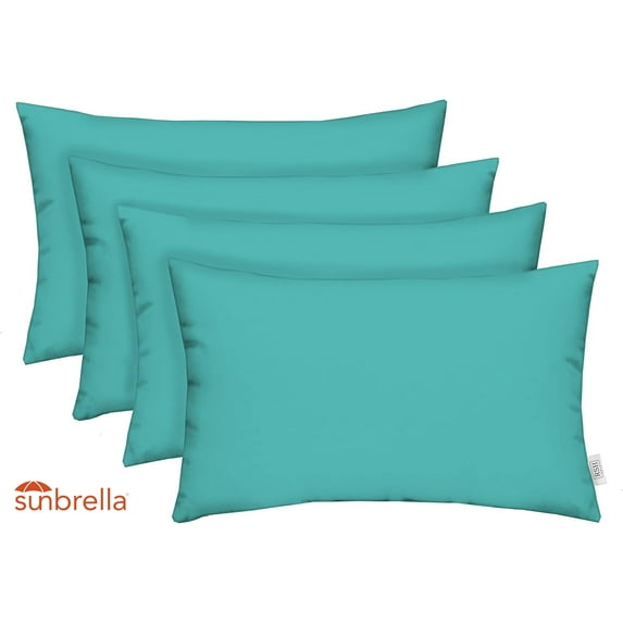 RSH Decor: 4 Lumbar Support Pillows Made with Sunbrella Performance Fabric | 20" x 12" | Canvas Aruba