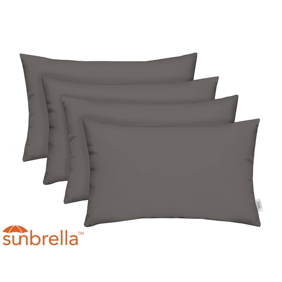 RSH Decor: 4 Lumbar Support Pillows Made with Sunbrella Performance Fabric | 20" x 12" | Canvas Charcoal