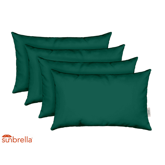 RSH Decor: 4 Lumbar Support Pillows Made with Sunbrella Performance Fabric | 20" x 12" | Canvas Forest Green