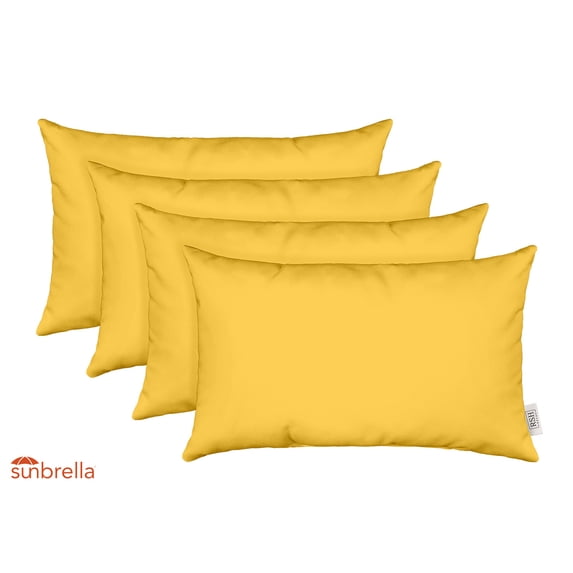 RSH Decor: 4 Lumbar Support Pillows Made with Sunbrella Performance Fabric | 20" x 12" | Canvas Sunflower Yellow