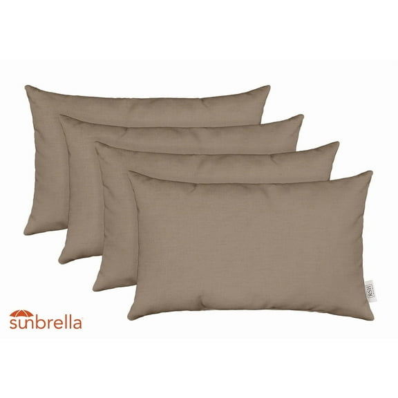 RSH Decor: 4 Lumbar Support Pillows Made with Sunbrella Performance Fabric | 20" x 12" | Canvas Taupe