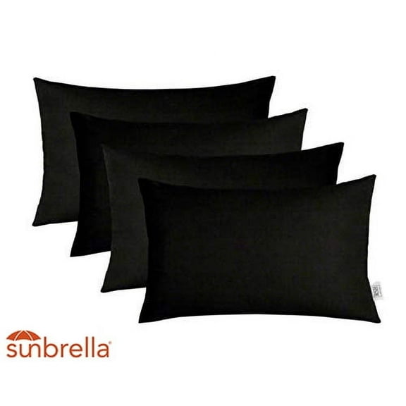 RSH Decor: 4 Lumbar Support Pillows Made with Sunbrella Performance Fabric | 26" x 16" | Canvas Black