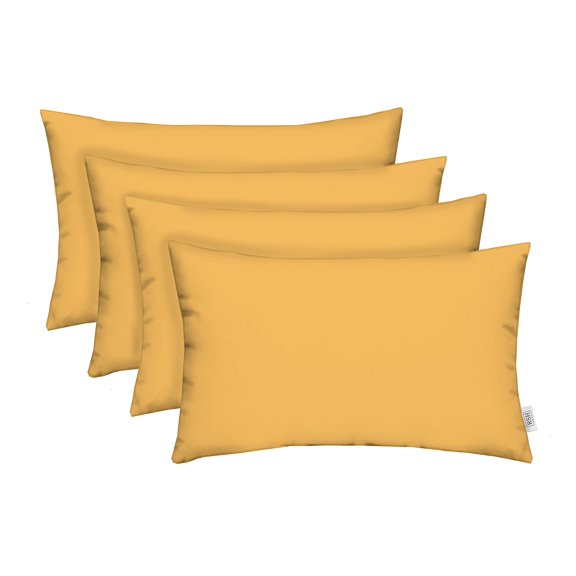 RSH Decor: 4 Lumbar Support Pillows Made with Sunbrella Performance Fabric | 26" x 16" | Canvas Buttercup Yellow