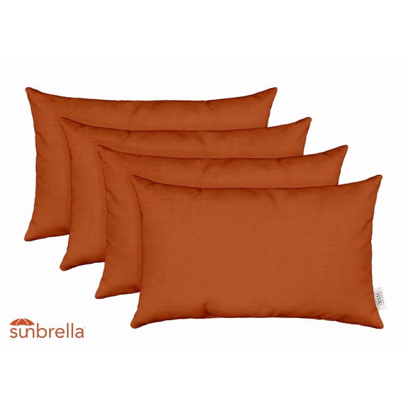 RSH Decor: 4 Lumbar Support Pillows Made with Sunbrella Performance Fabric | 26" x 16" | Canvas Rust