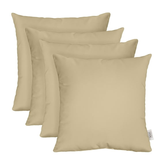RSH Decor: 4 Square Accent Pillows Made with Sunbrella Performance Fabric | 17" x 17" | Canvas Antique Beige