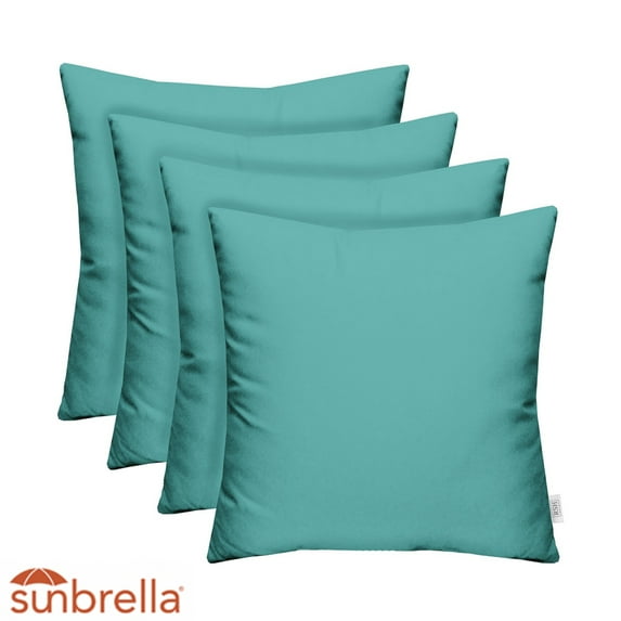 RSH Decor: 4 Square Accent Pillows Made with Sunbrella Performance Fabric | 17" x 17" | Canvas Aruba