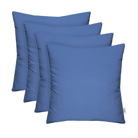RSH Decor: 4 Square Accent Pillows Made with Sunbrella Performance Fabric | 17" x 17" | Canvas Capri Blue