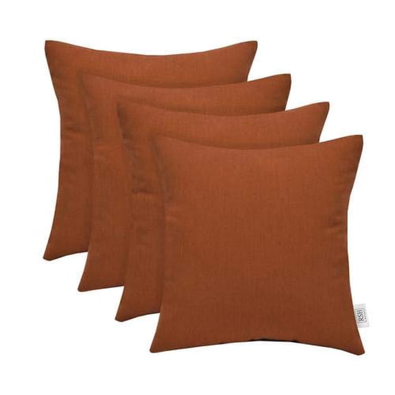 RSH Decor: 4 Square Accent Pillows Made with Sunbrella Performance Fabric | 17" x 17" | Canvas Rust