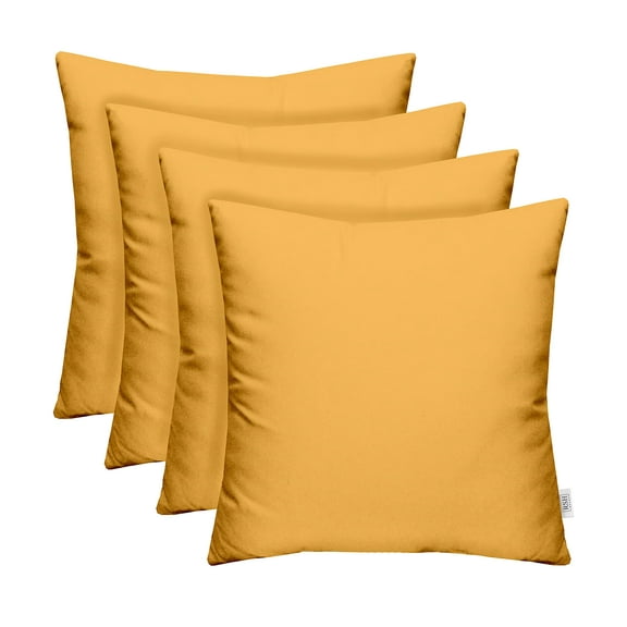 RSH Decor: 4 Square Accent Pillows Made with Sunbrella Performance Fabric | 20" x 20" | Canvas Buttercup Yellow