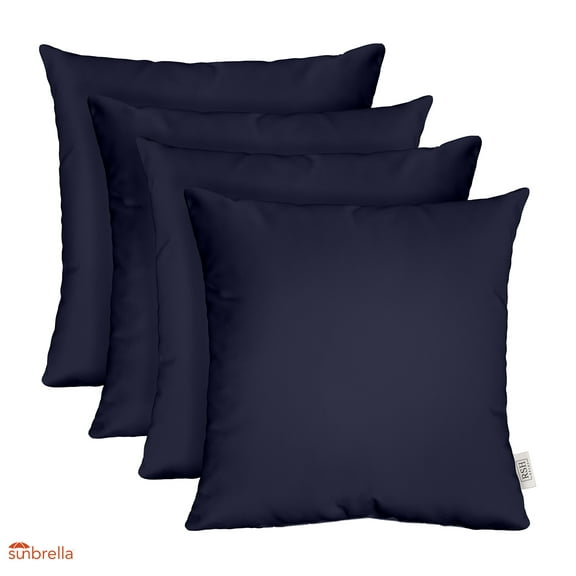 RSH Decor: 4 Square Accent Pillows Made with Sunbrella Performance Fabric | 20" x 20" | Canvas Navy Blue