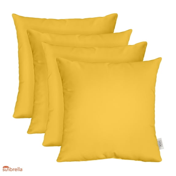 RSH Decor: 4 Square Accent Pillows Made with Sunbrella Performance Fabric | 20" x 20" | Canvas Sunflower Yellow