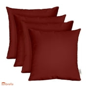 RSH Decor: 4 Square Accent Pillows Made with Sunbrella Performance Fabric | 24" x 24" | Canvas Burgundy