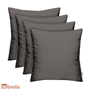 RSH Decor: 4 Square Accent Pillows Made with Sunbrella Performance Fabric | 24" x 24" | Canvas Charcoal