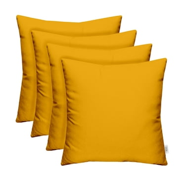RSH Decor: 4 Square Accent Pillows Made with Sunbrella Performance Fabric | 24" x 24" | Canvas Sunflower Yellow
