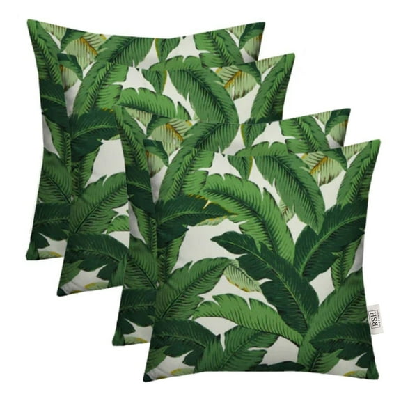 RSH Decor: 4 Square Throw Pillows | 17" x 17" | All-Weather Spun Fabric | Swaying Palms Aloe