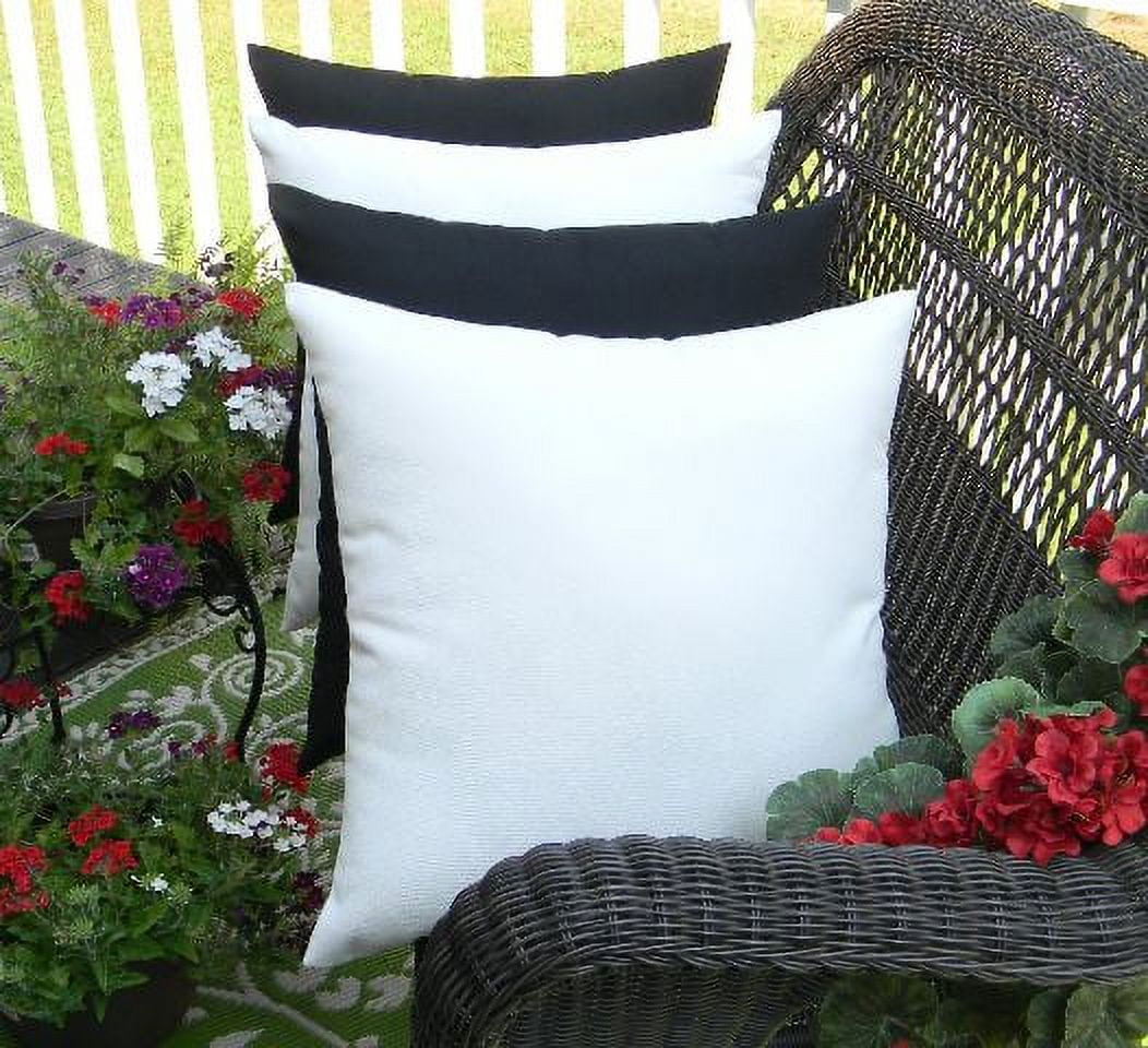 RSH Decor Indoor Outdoor 17" x 17" Decorative Square Throw Toss Pillows, Solid Black and White, 4 Count, All Weather