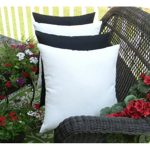 RSH Decor Indoor Outdoor 17" x 17" Decorative Square Throw Toss Pillows, Solid Black and White, 4 Count, All Weather