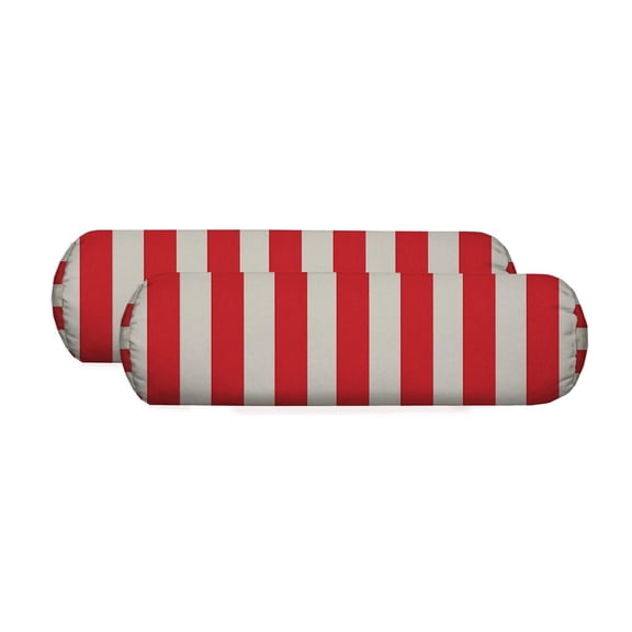 RSH Decor Modern Decorative Neck-roll Pillows 20" x 6" Red Stripe Throw Pillows, 2 Count