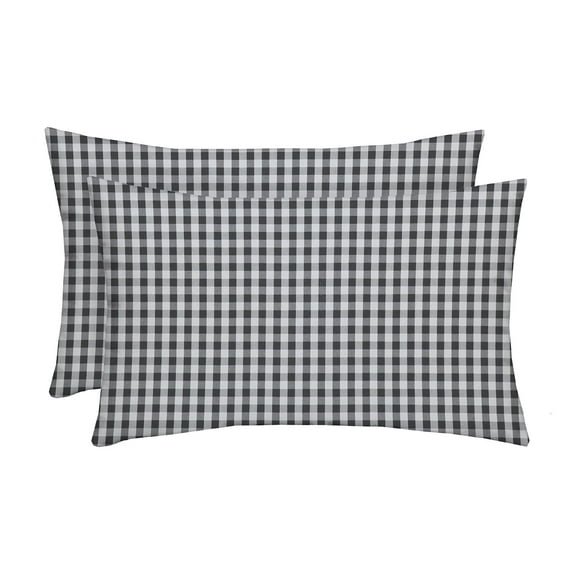 RSH Decor Resort Spa Home Decor Collection 20" x 12" Indoor Outdoor Plaid Lumbar Pillows, Set of 2
